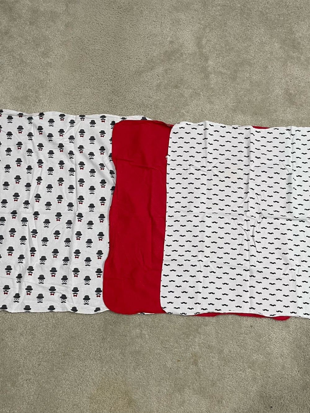 Set of three baby receiving blankets